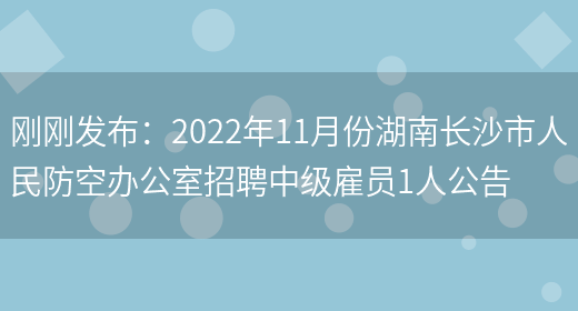 剛剛發(fā)布：2022年11月份湖南長(cháng)沙市人民防空辦公室招聘中級雇員1人公告(圖1)