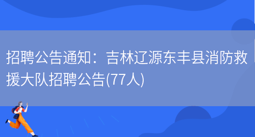 招聘公告通知：吉林遼源東豐縣消防救援大隊招聘公告(77人)(圖1)