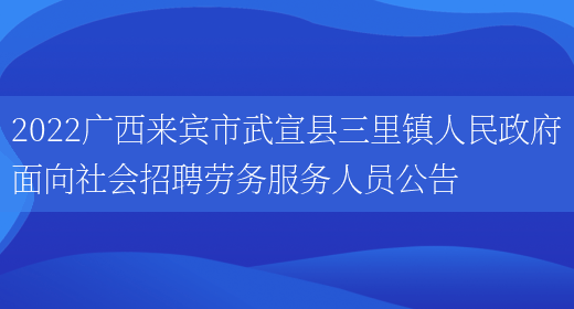 2022廣西來(lái)賓市武宣縣三里鎮人民政府面向社會(huì )招聘勞務(wù)服務(wù)人員公告(圖1)