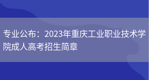 專(zhuān)業(yè)公布：2023年重慶工業(yè)職業(yè)技術(shù)學(xué)院成人高考招生簡(jiǎn)章(圖1)