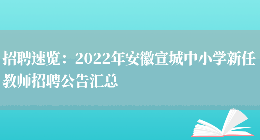 招聘速覽：2022年安徽宣城中小學(xué)新任教師招聘公告匯總(圖1)