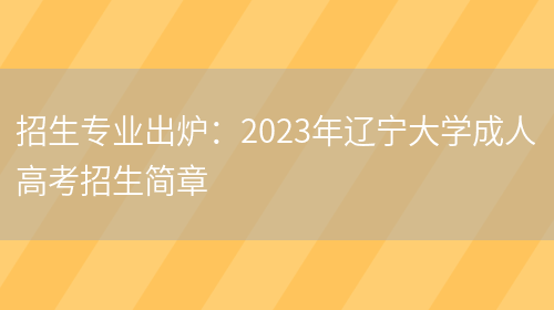 招生專(zhuān)業(yè)出爐：2023年遼寧大學(xué)成人高考招生簡(jiǎn)章(圖1)