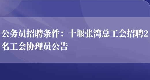 公務(wù)員招聘條件：十堰張灣總工會(huì )招聘2名工會(huì )協(xié)理員公告(圖1)