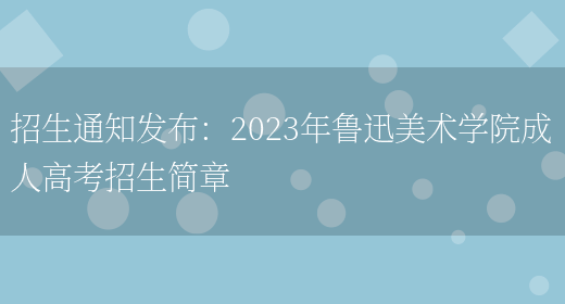 招生通知發(fā)布：2023年魯迅美術(shù)學(xué)院成人高考招生簡(jiǎn)章(圖1)