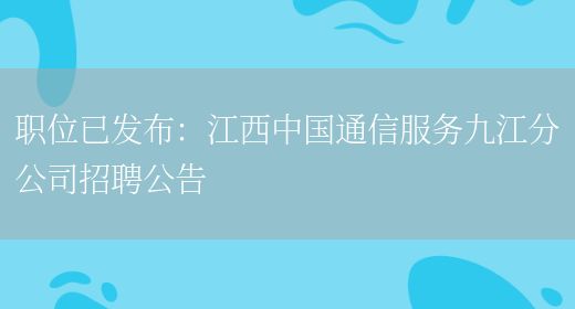 職位已發(fā)布：江西中國通信服務(wù)九江分公司招聘公告(圖1)