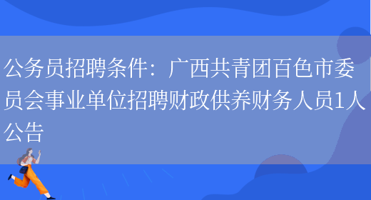 公務(wù)員招聘條件：廣西共青團百色市委員會(huì )事業(yè)單位招聘財政供養財務(wù)人員1人公告(圖1)