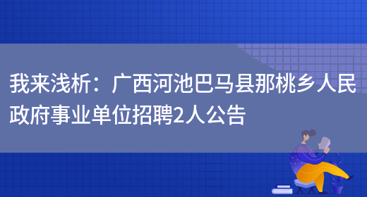 我來(lái)淺析：廣西河池巴馬縣那桃鄉人民政府事業(yè)單位招聘2人公告(圖1)