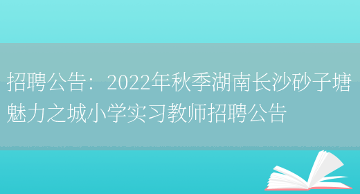 招聘公告：2022年秋季湖南長(cháng)沙砂子塘魅力之城小學(xué)實(shí)習教師招聘公告(圖1)