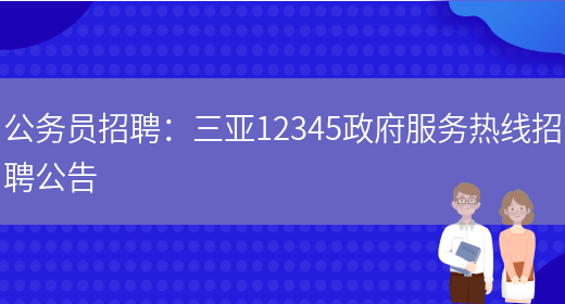 公務(wù)員招聘：三亞12345政府服務(wù)熱線(xiàn)招聘公告(圖1)