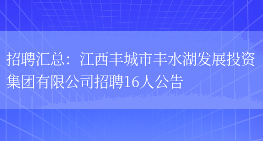 招聘匯總：江西豐城市豐水湖發(fā)展投資集團有限公司招聘16人公告(圖1)