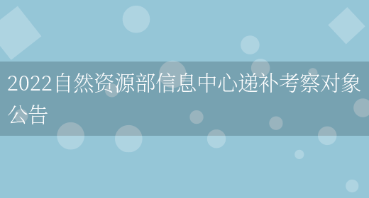 2022自然資源部信息中心遞補考察對象公告(圖1)