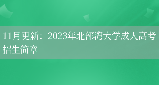 11月更新：2023年北部灣大學(xué)成人高考招生簡(jiǎn)章(圖1)