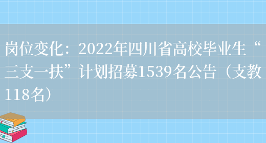 崗位變化：2022年四川省高校畢業(yè)生“三支一扶”計劃招募1539名公告（支教118名）(圖1)