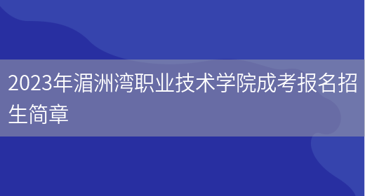 2023年湄洲灣職業(yè)技術(shù)學(xué)院成考報名招生簡(jiǎn)章(圖1)