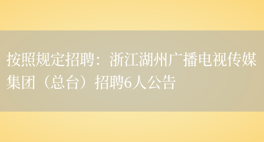 按照規定招聘：浙江湖州廣播電視傳媒集團（總臺）招聘6人公告(圖1)