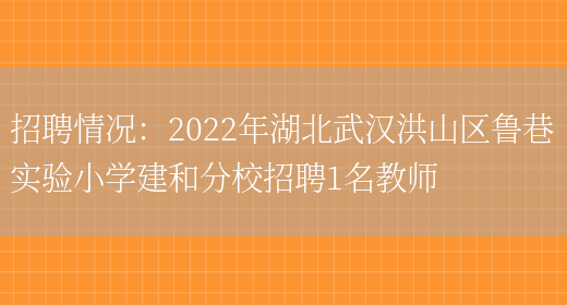 招聘情況：2022年湖北武漢洪山區魯巷實(shí)驗小學(xué)建和分校招聘1名教師(圖1)