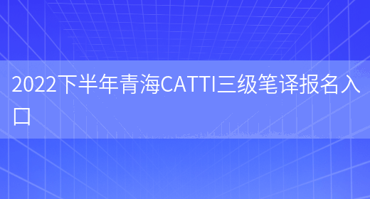 2022下半年青海CATTI三級筆譯報名入口(圖1)