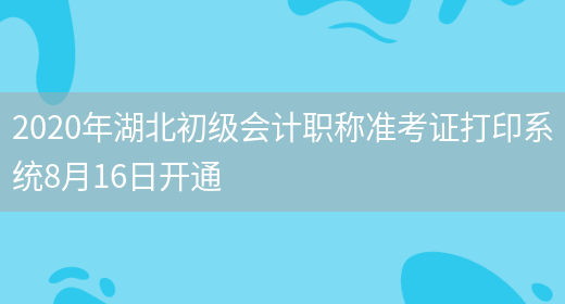 2020年湖北初級會(huì )計職稱(chēng)準考證打印系統8月16日開(kāi)通(圖1)